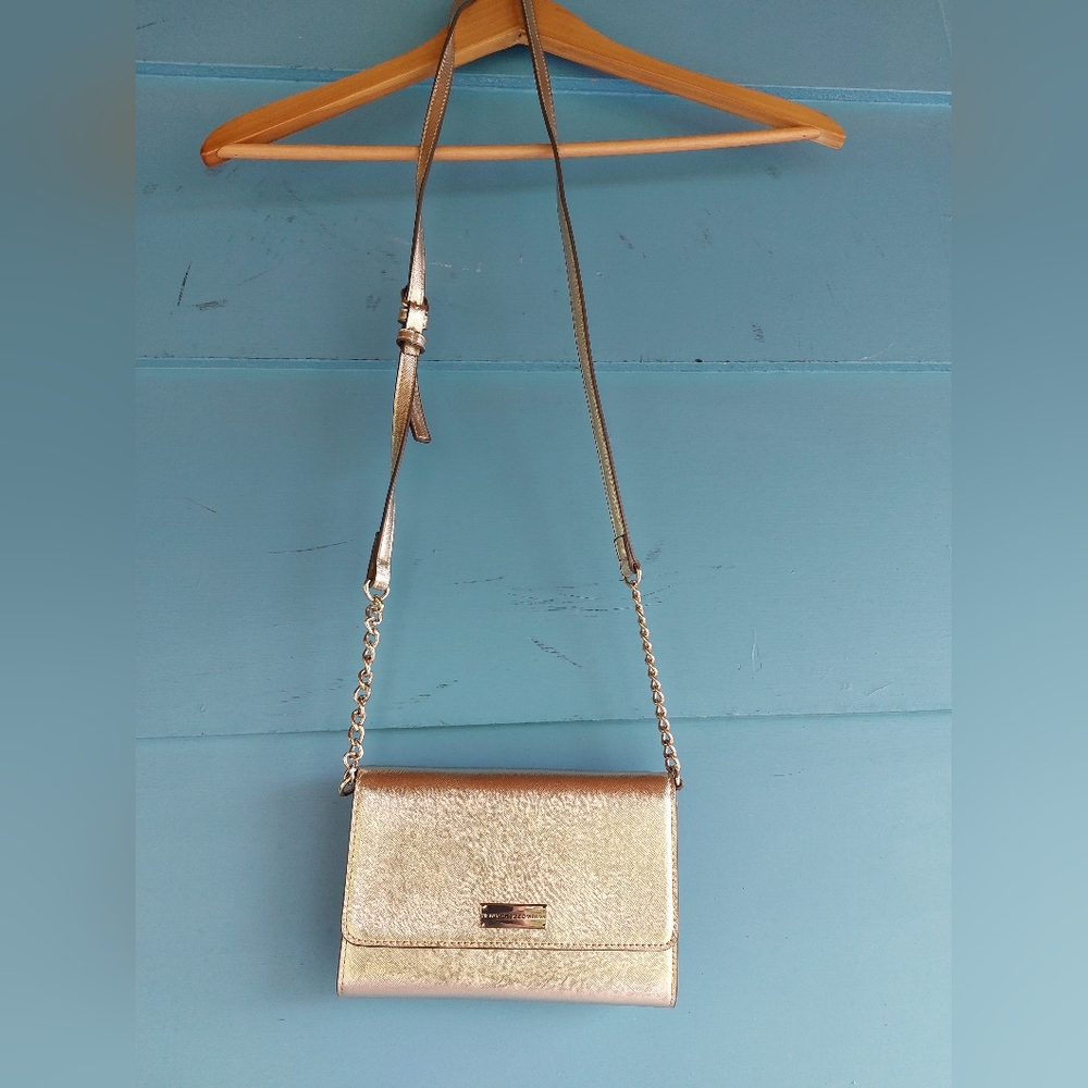 Gold Crossbody Bag with Chain Strap